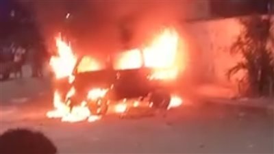 إصابة سائق إثر حادث حريق سيارة أجرة أمام مجلس مدينة الخانكة 