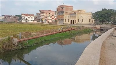 ميل عمود كهرباء فوق مياه ترعة يهدد بـ كارثة في الشرقية | صور