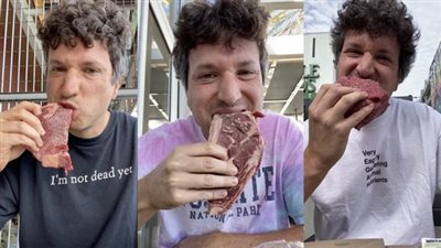 لم يتعرض إلى التسمم.. رجل يطلق تحديًا لـ تناول اللحوم النيئة وسط اندهاش متابعيه| فيديو جراف
