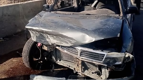 مصرع شخص وإصابة آخر في تصادم سيارة ملاكي بحاجز خرساني ببني سويف
