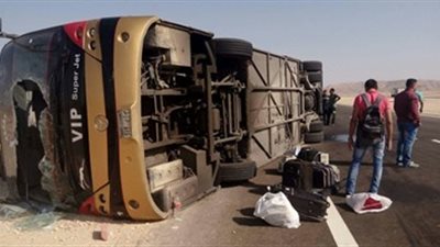 إصابة 10 أطفال في انقلاب أتوبيس رحلات بالفيوم